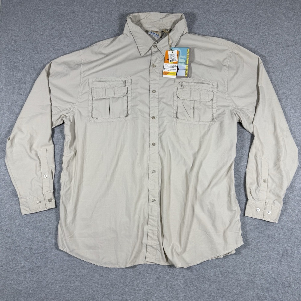 NWT 10,000 Ft Above Sea Level Fishing Shirt Men's XXL Khaki Nylon Vented Outdoor